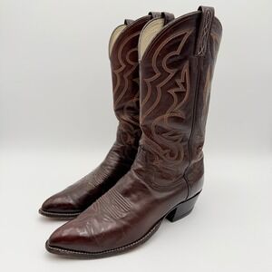 Dan Post Cowboy Boots Men 10 D Brown Leather Pointed Toe Western Americana Rodeo